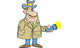 Cartoon Detective Holding Flashlight Wall Decal
