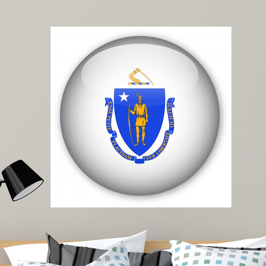 Massachusetts State Flag Button Wall Decal