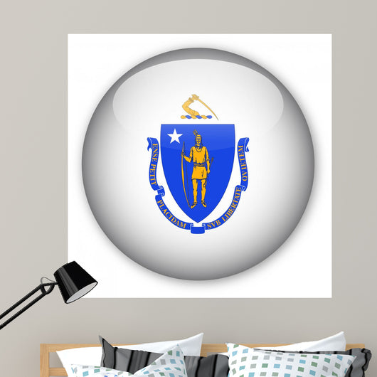 Massachusetts State Flag Button Wall Decal