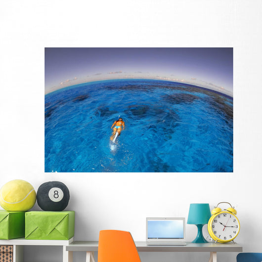 Snorkeler Exploring Lagoon Bora Wall Decal