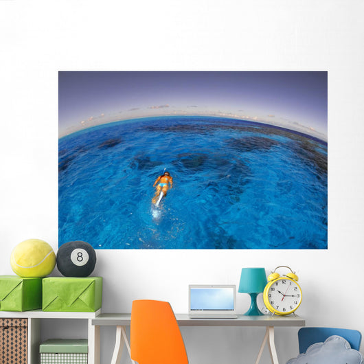 Snorkeler Exploring Lagoon Bora Wall Decal