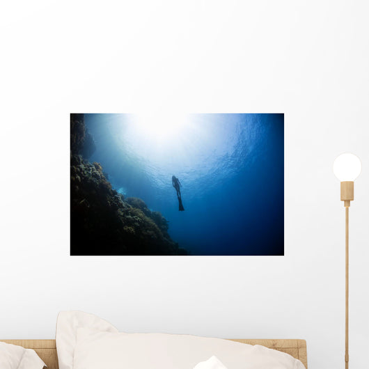 Free Diver Rising from Wall Decal