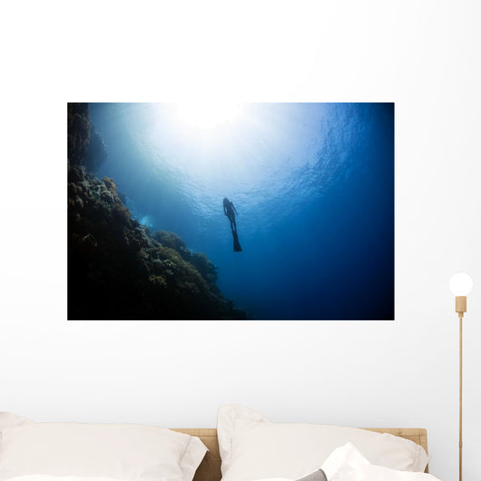 Free Diver Rising from Wall Decal