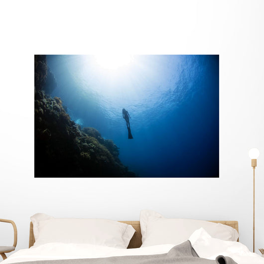 Free Diver Rising from Wall Decal