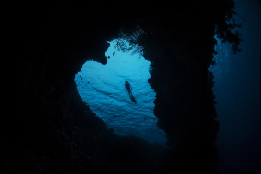 Snorkeler Exploring Heart-shaped Reef Wall Decal