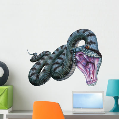 Asp Viper Snake Wall Decal shown on a wall