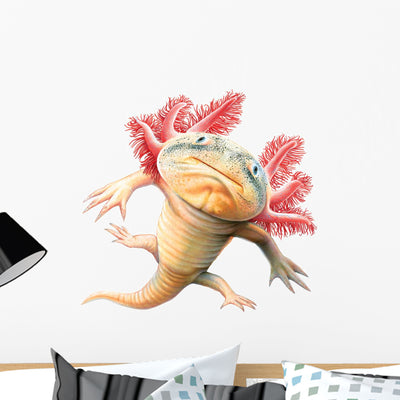Axolotl Amphibian Wall Decal shown on a wall