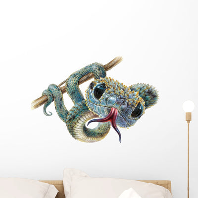 Bush Viper Snake Wall Decal shown on a wall