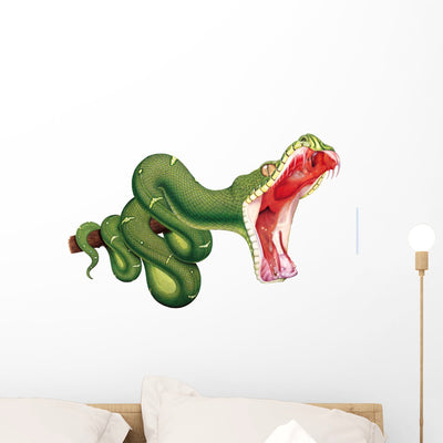 Emerald Tree Boa Snake Wall Decal shown on a wall