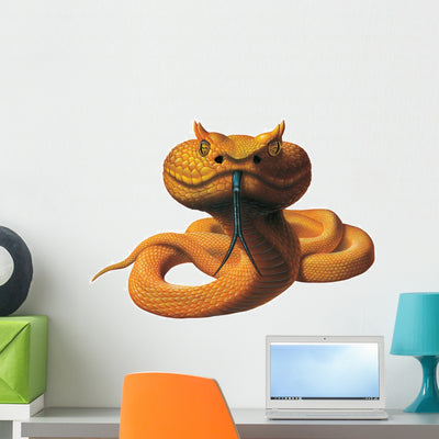 Eyelash Viper Snake Wall Decal shown on a wall