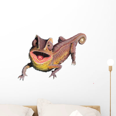 Ground Chameleon Reptile Wall Decal shown on a wall