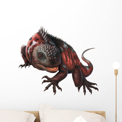 Marine Iguana Wall Decal shown on a wall