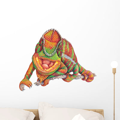 Panther Chameleon Wall Decal shown on a wall