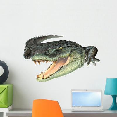 Saltwater Crocodile Wall Decal shown on a wall