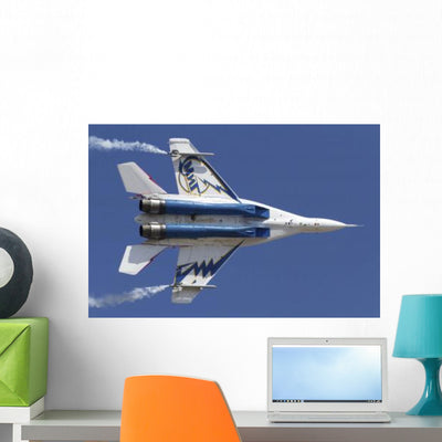 Bottom Russian Mig-29ovt Aerobatic Wall Decal shown on a wall