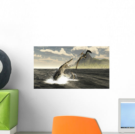 Tylosaurus Jumps out Water Wall Decal