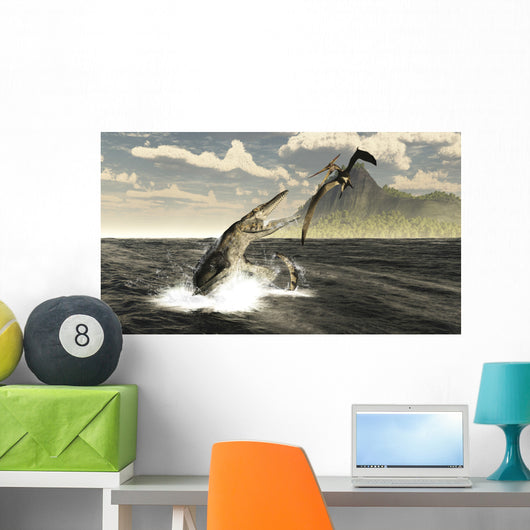 Tylosaurus Jumps out Water Wall Decal