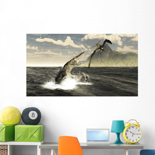 Tylosaurus Jumps out Water Wall Decal