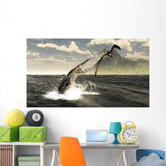 Tylosaurus Jumps out Water Wall Decal