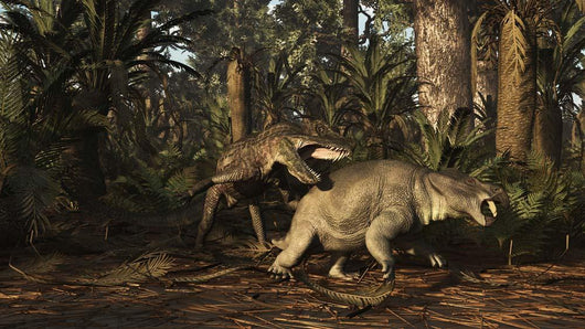 Postosuchus Attacking Dicynodont Triassic Wall Decal