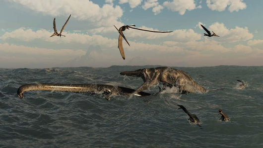 Tylosaurus Attacks Styxosaurus Cetaceous Wall Decal