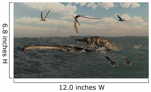 Tylosaurus Attacks Styxosaurus Cetaceous Wall Decal