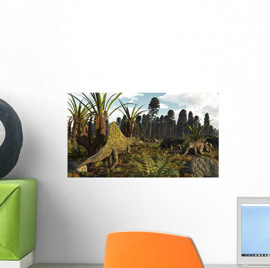 Triassic Scene with Sailback Wall Decal