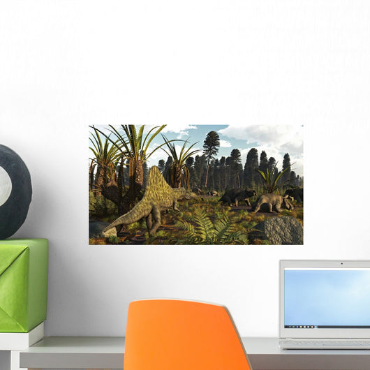 Triassic Scene with Sailback Wall Decal