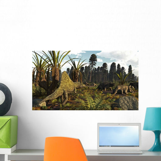 Triassic Scene with Sailback Wall Decal