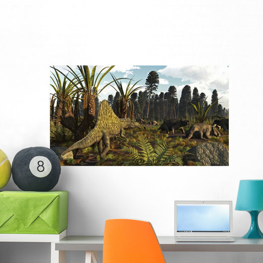 Triassic Scene with Sailback Wall Decal