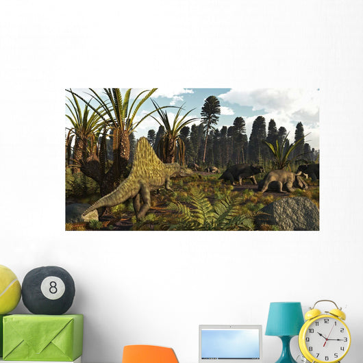 Triassic Scene with Sailback Wall Decal