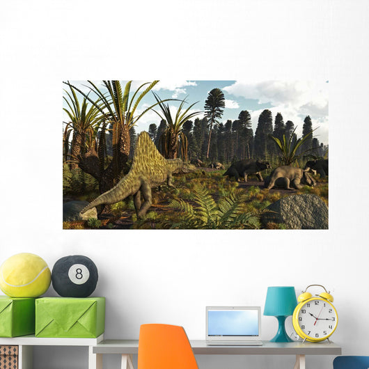Triassic Scene with Sailback Wall Decal