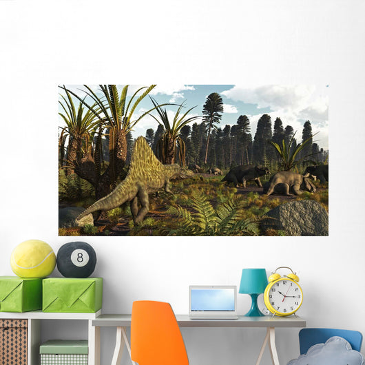 Triassic Scene with Sailback Wall Decal