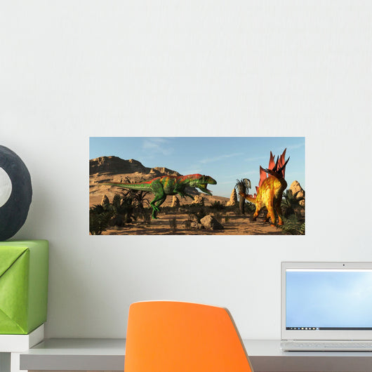 Saurophaganax Dinosaur Attacks Stegosaurus Wall Decal