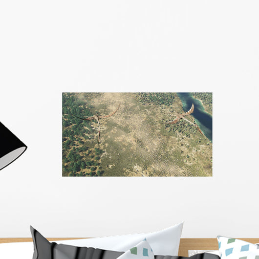 Quetzalcoatlus Flying above Herd Wall Decal