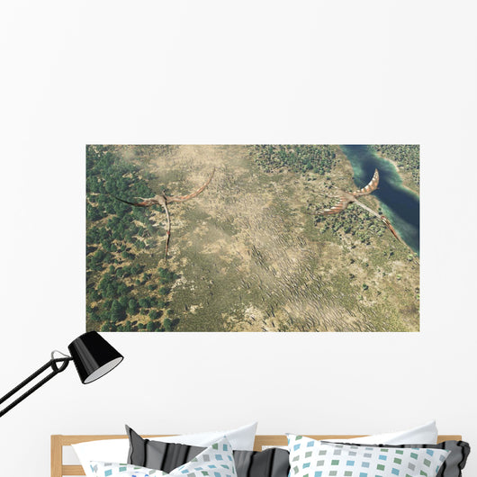 Quetzalcoatlus Flying above Herd Wall Decal