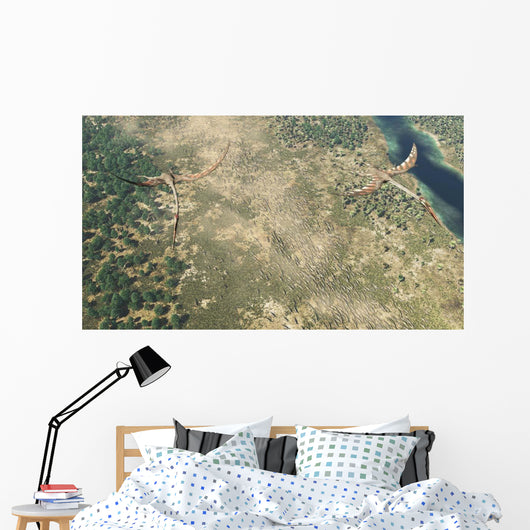 Quetzalcoatlus Flying above Herd Wall Decal