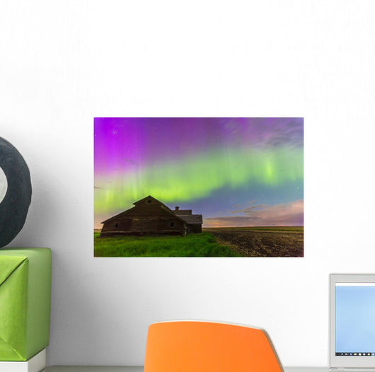 Purple Aurora over Old Wall Decal Design 1
