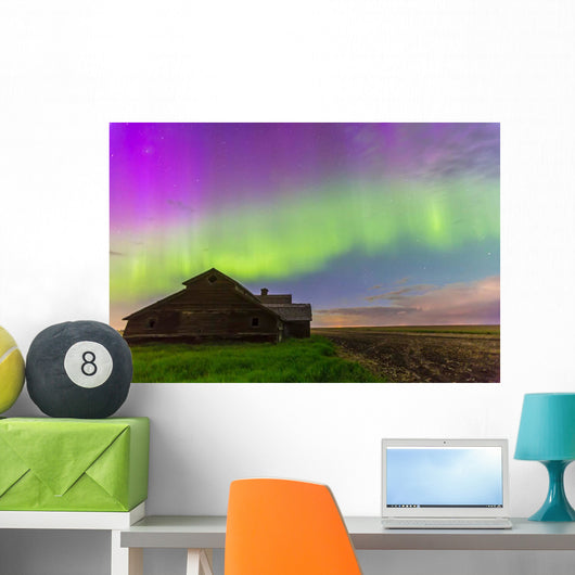 Purple Aurora over Old Wall Decal Design 1