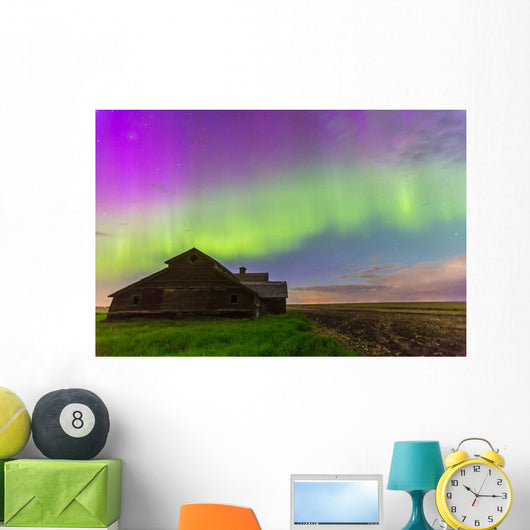 Purple Aurora over Old Wall Decal Design 1