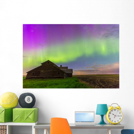 Purple Aurora over Old Wall Decal Design 1