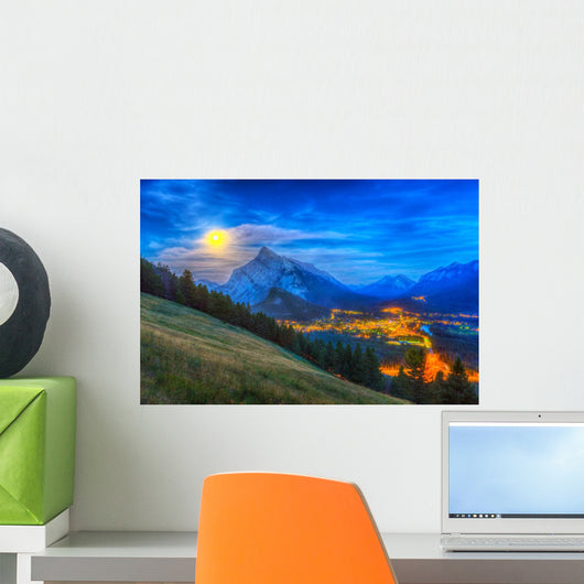 Supermoon Rising over Mount Wall Decal