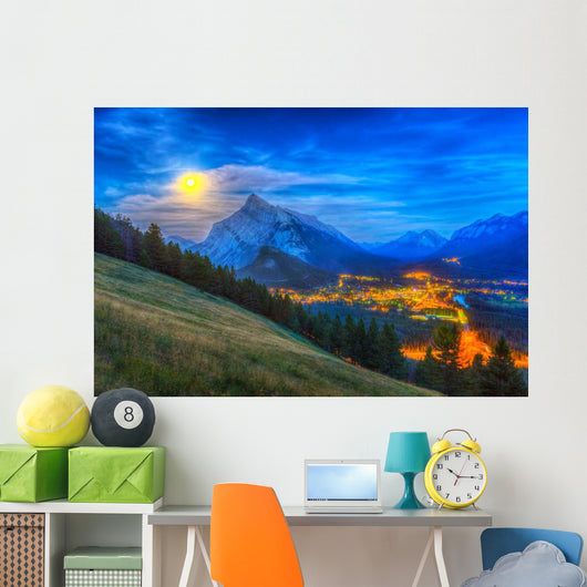 Supermoon Rising over Mount Wall Decal