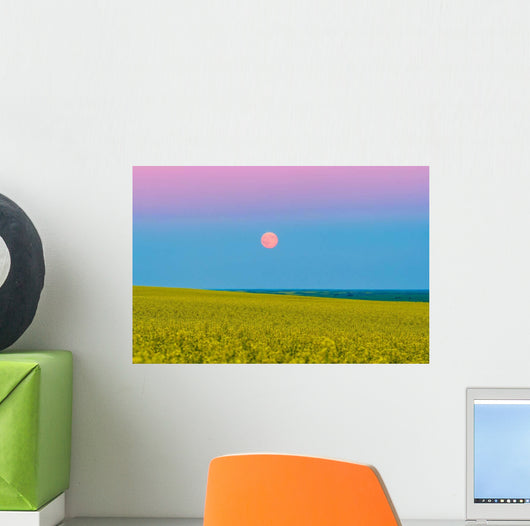 Supermoon Rising above Canola Wall Decal