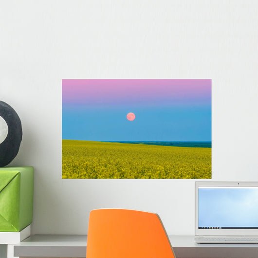 Supermoon Rising above Canola Wall Decal