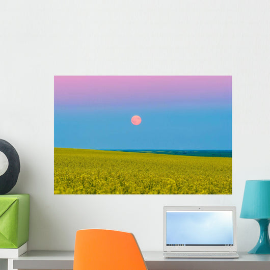 Supermoon Rising above Canola Wall Decal