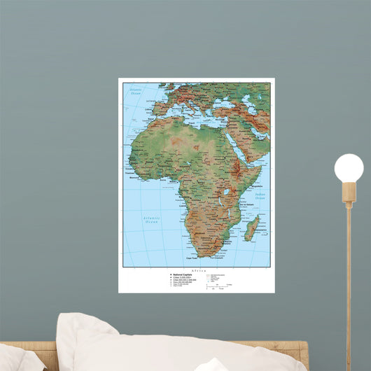 Africa Terrain Educational Map Wall Mural