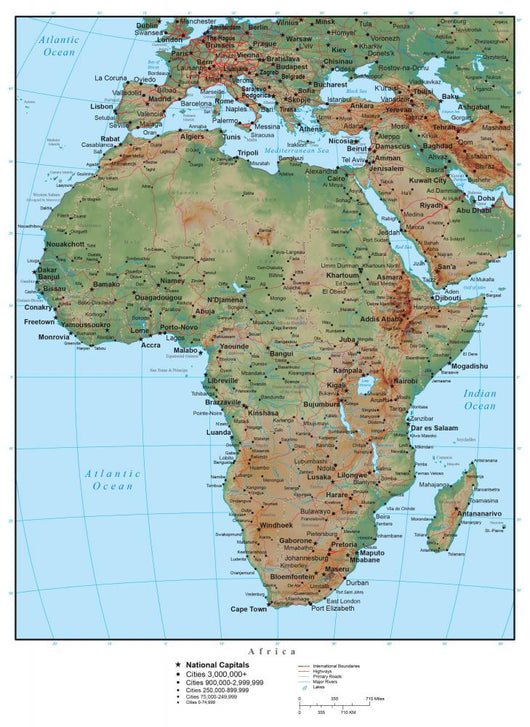 Africa Terrain Educational Map Wall Mural