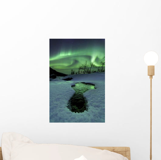 Aurora Borealis over Frozen Wall Decal Design 2