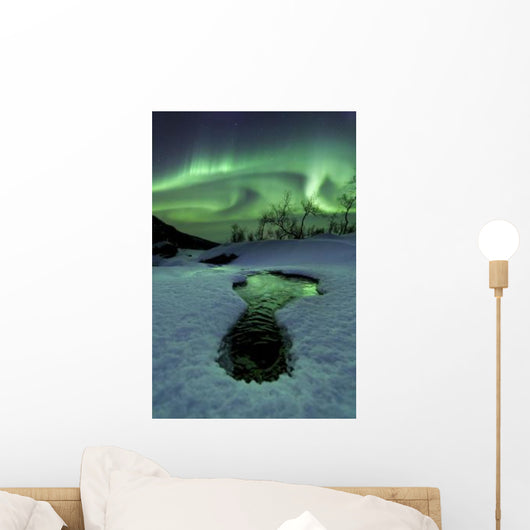 Aurora Borealis over Frozen Wall Decal Design 2